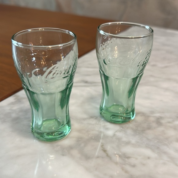 Coca Cola Other - Vintage Coca Cola Green Glass Drinkware Set of two